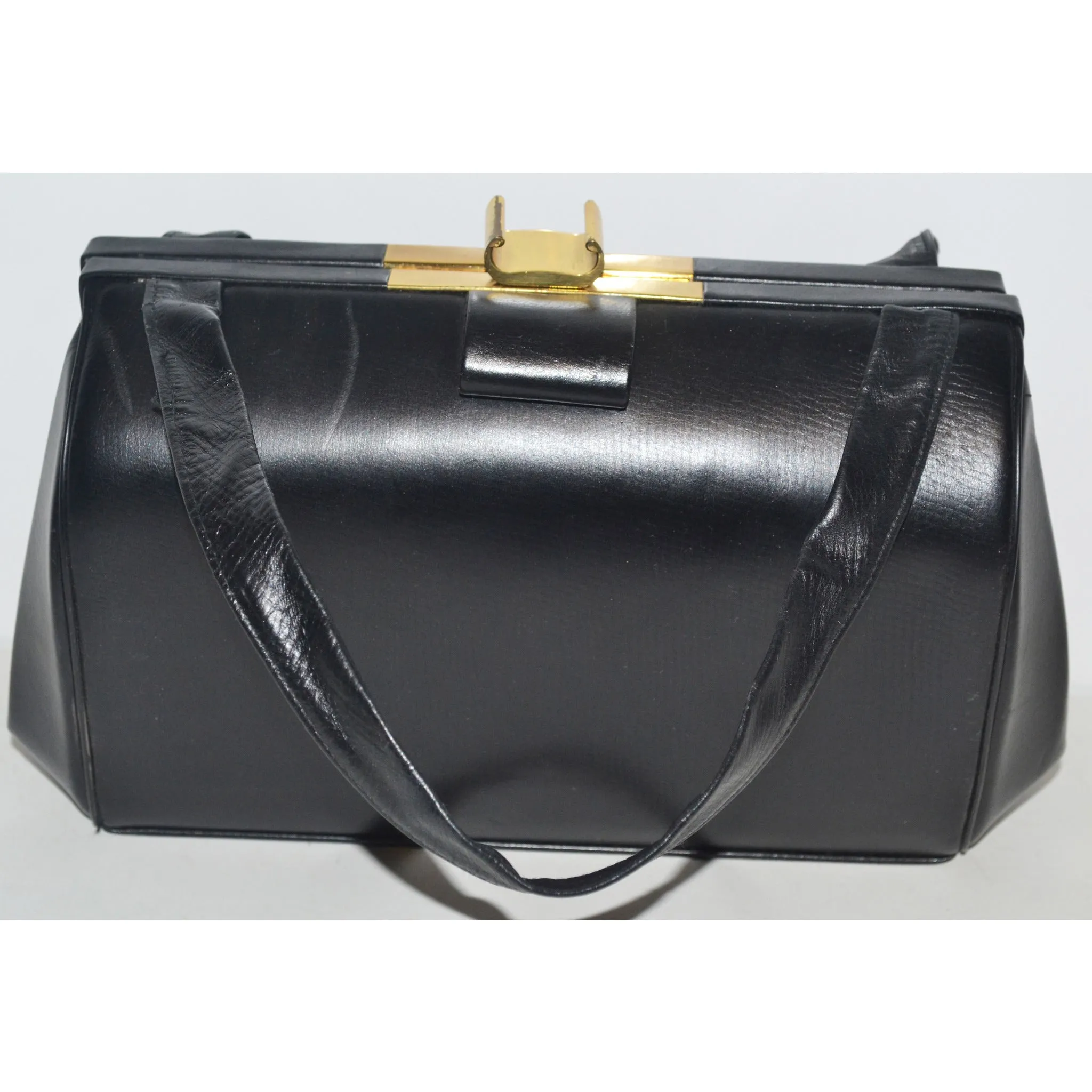 Black Leather Handbag By Jenny