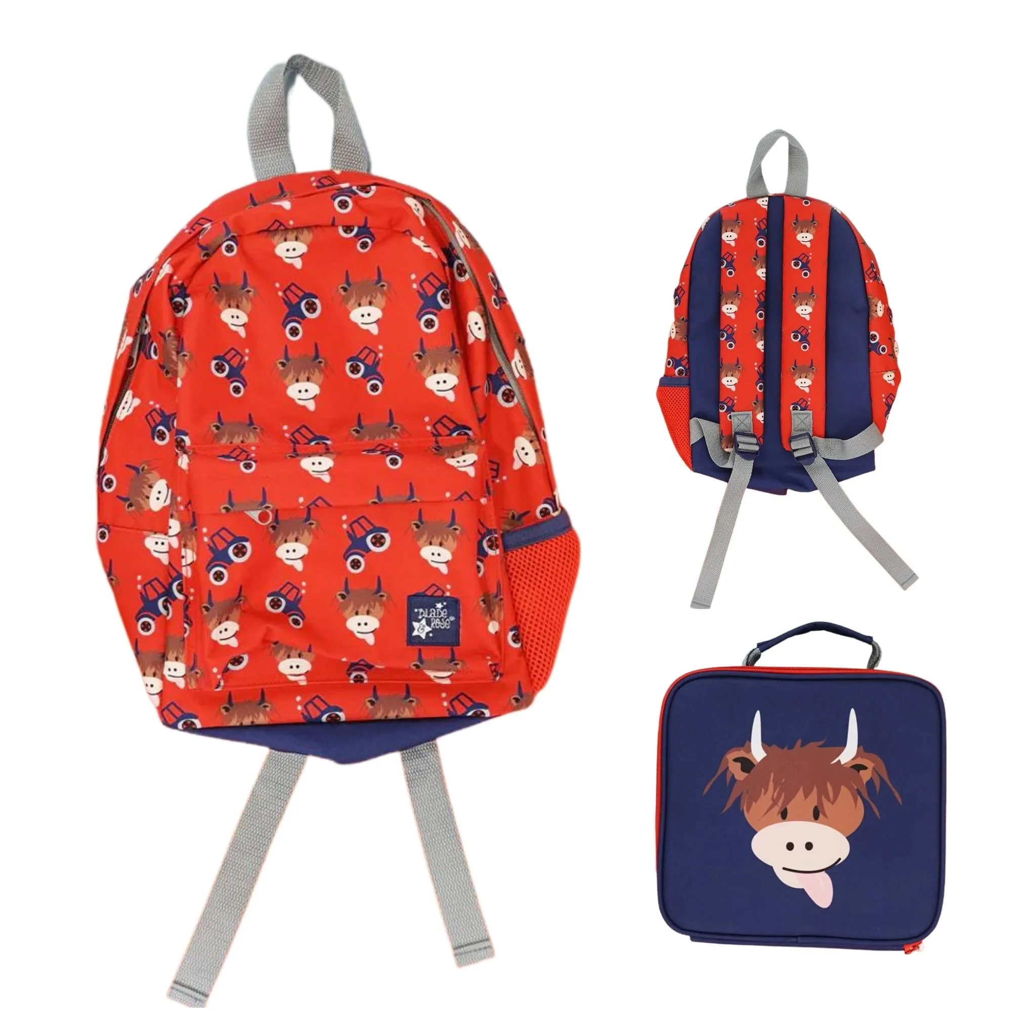 Blade and Rose Highland Cow Rucksack and Insulated Lunch Bag (Personalisation Available)