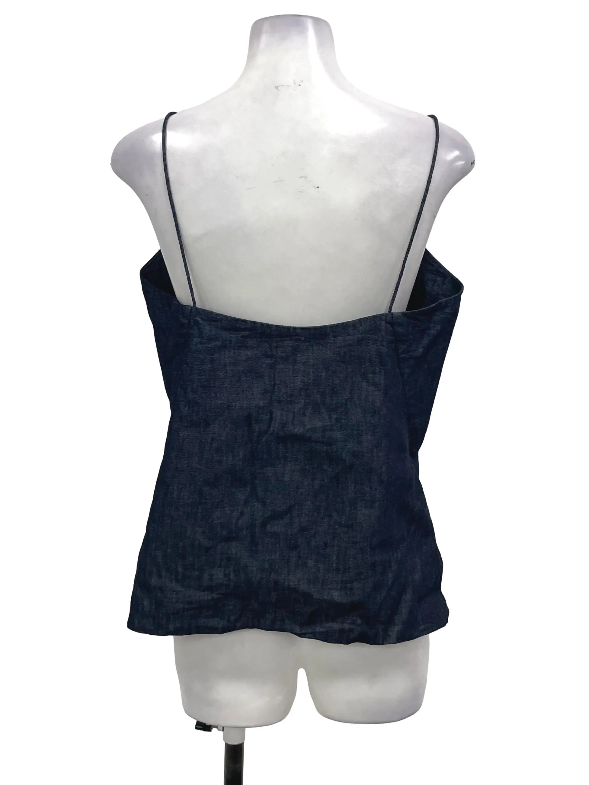 Blue Denim V-Neck Spag Top