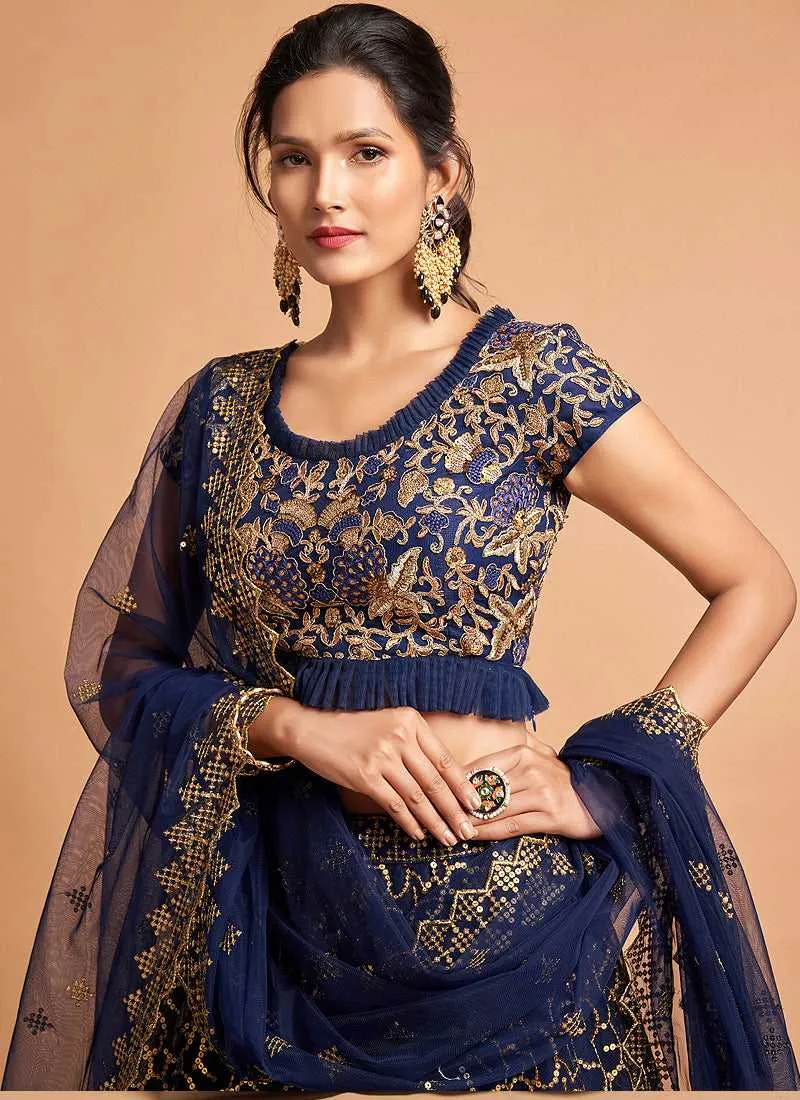 Blue Sequin Heavy Embroidered Designer Lehenga Choli