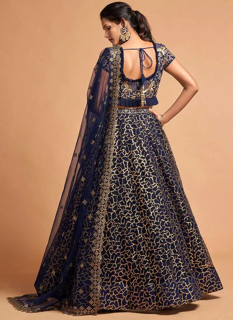 Blue Sequin Heavy Embroidered Designer Lehenga Choli