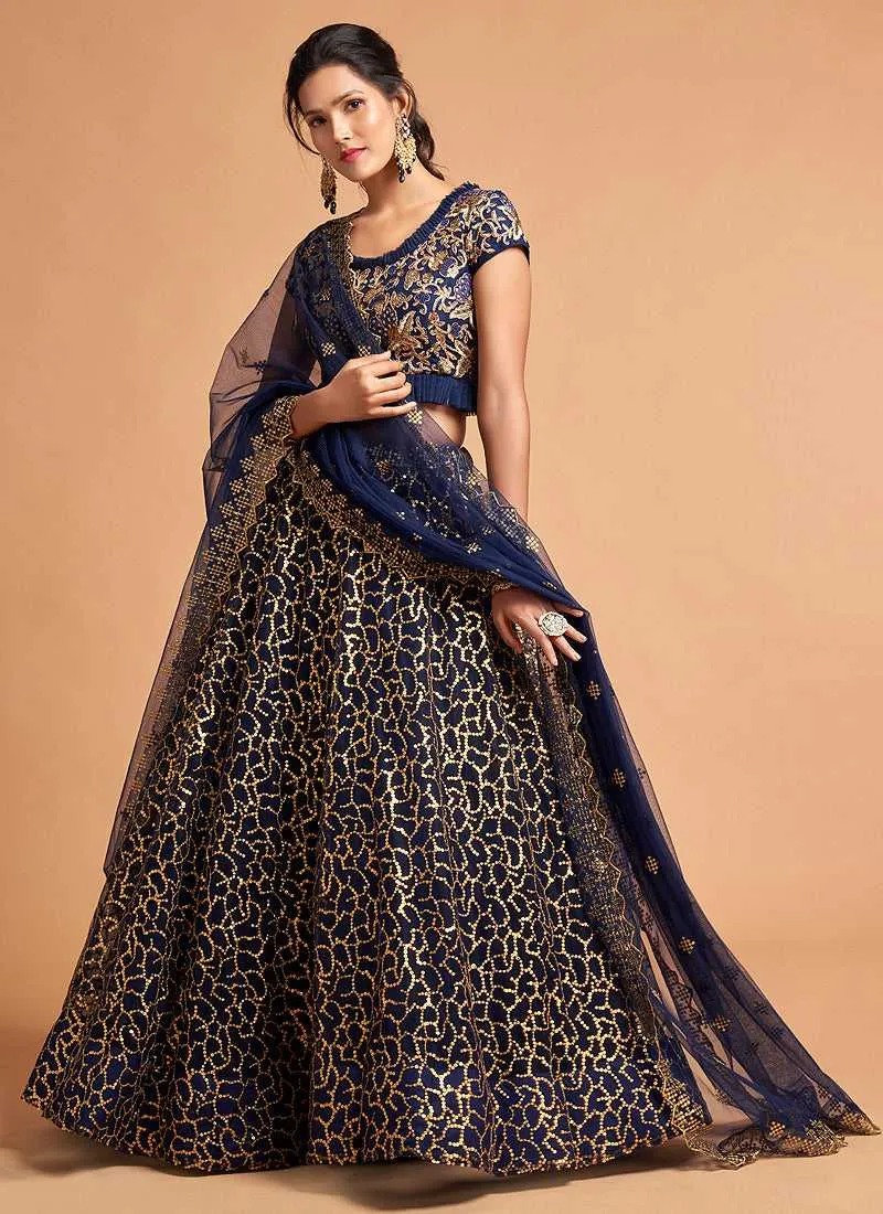 Blue Sequin Heavy Embroidered Designer Lehenga Choli