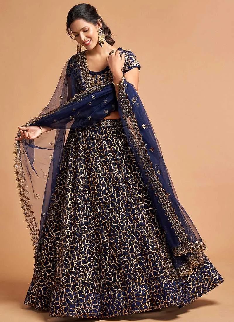 Blue Sequin Heavy Embroidered Designer Lehenga Choli
