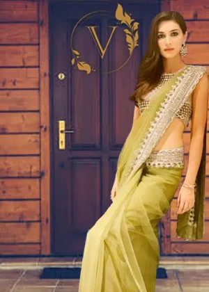 Bollywood Style Lime Green Net Designer Saree