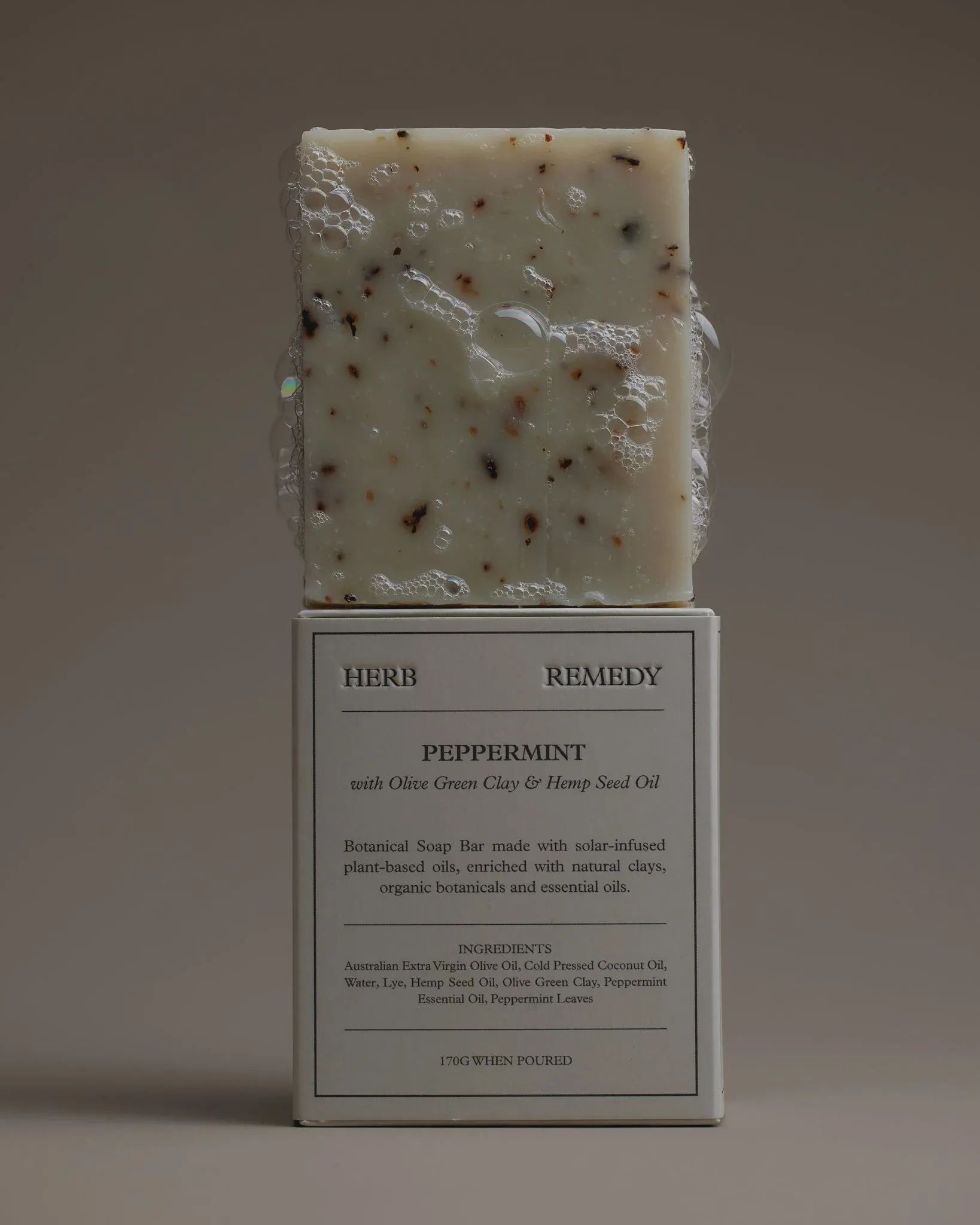 Botanical Soap Bar - Peppermint with Olive Green Clay & Hemp Seed Oil