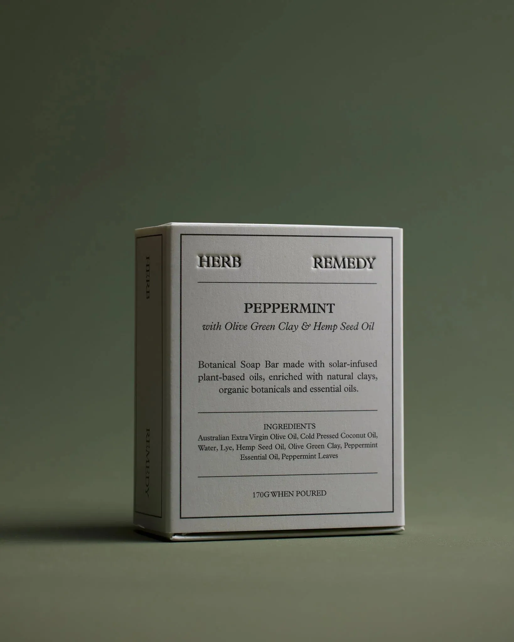 Botanical Soap Bar - Peppermint with Olive Green Clay & Hemp Seed Oil