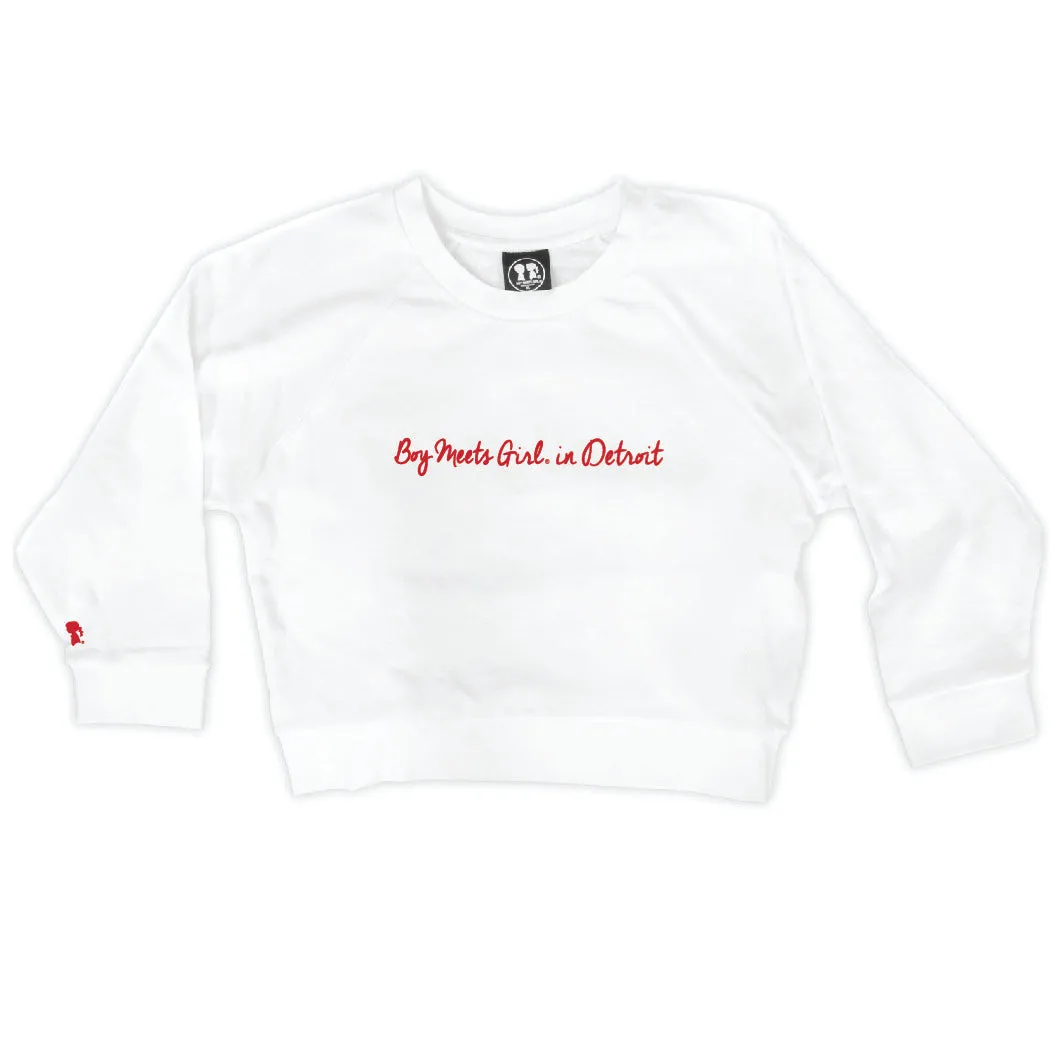Boy Meets Girl® in Detroit White Crop Sweatshirt