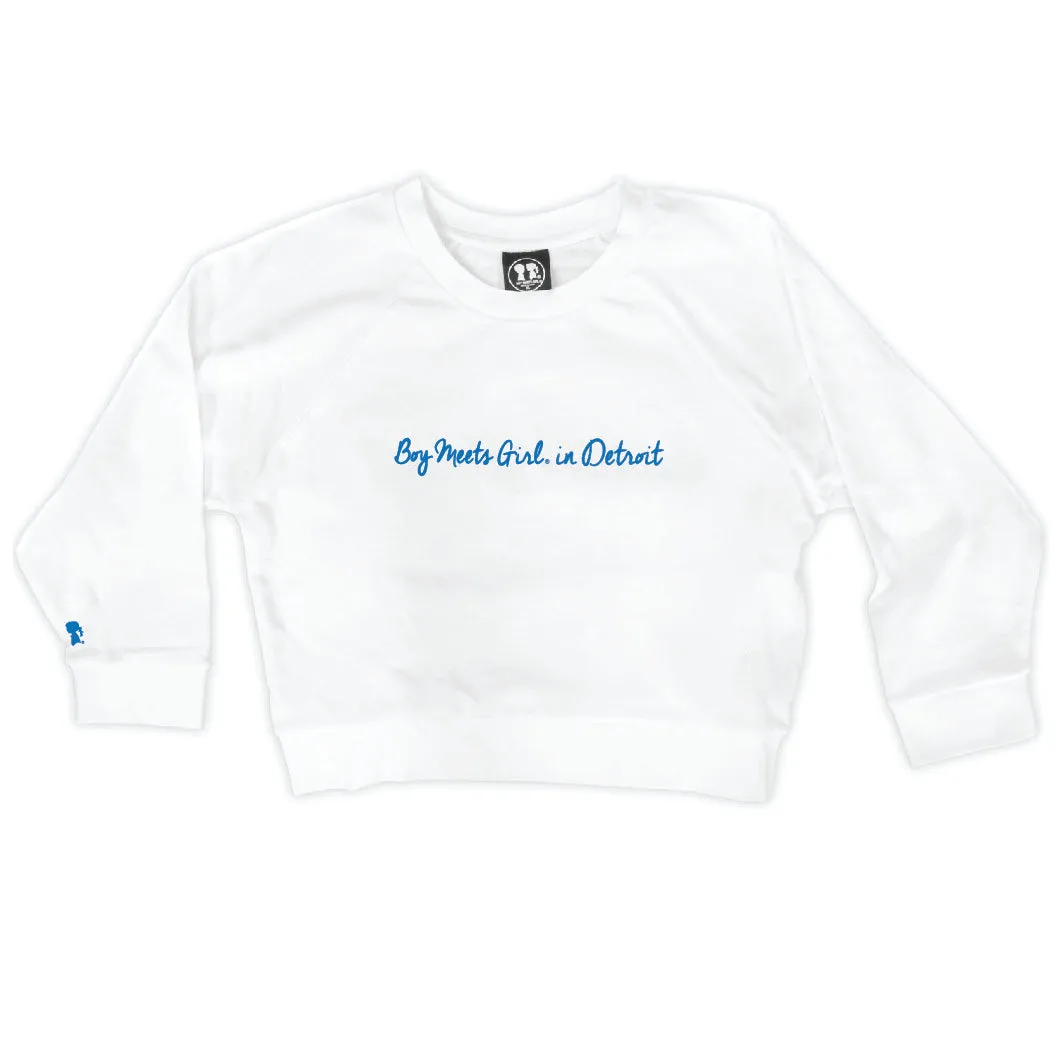 Boy Meets Girl® in Detroit White Crop Sweatshirt