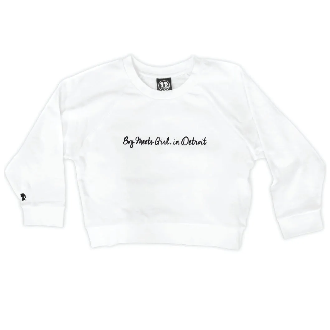 Boy Meets Girl® in Detroit White Crop Sweatshirt