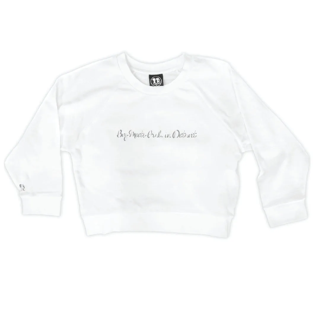 Boy Meets Girl® in Detroit White Crop Sweatshirt