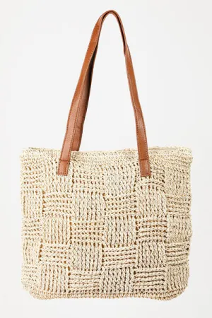 Braided Checkerboard Tote Bag