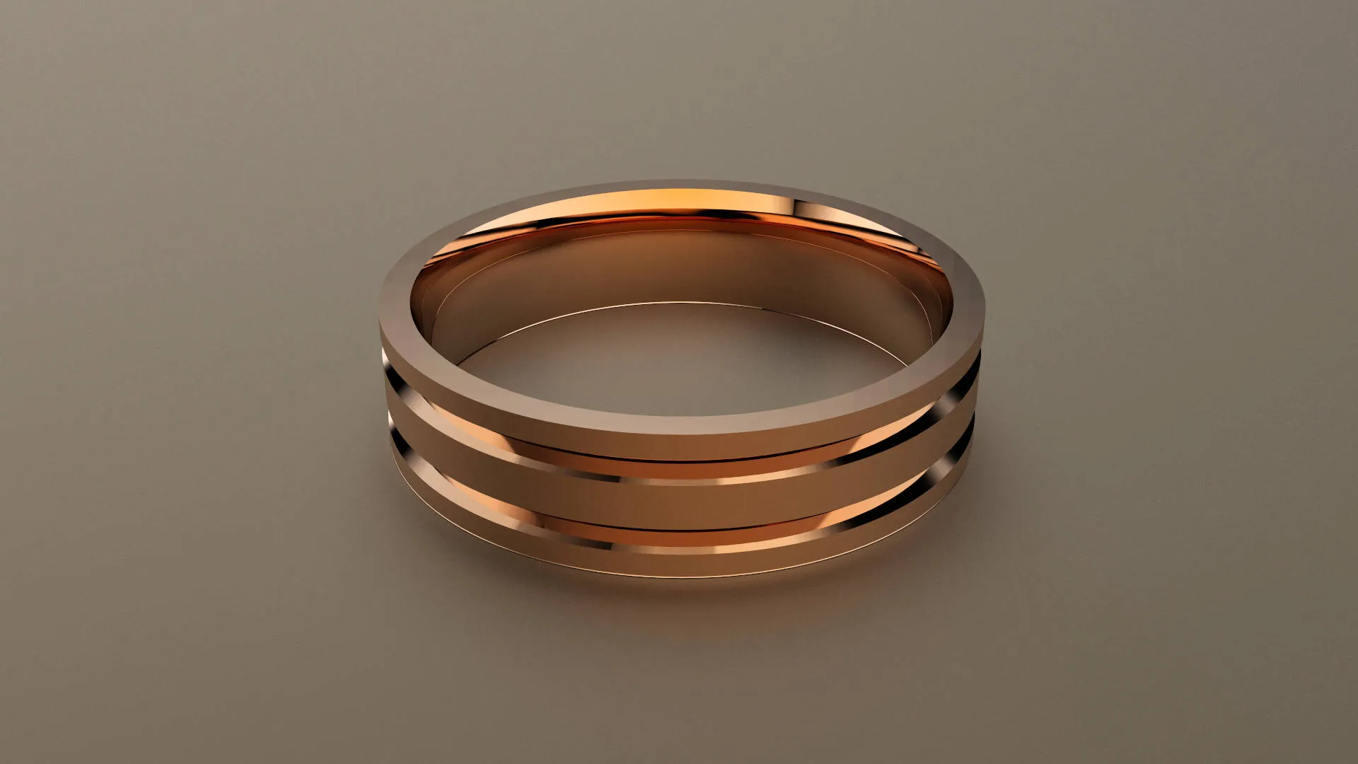 Brushed Rose Gold 6mm Double V Groove Wedding Band