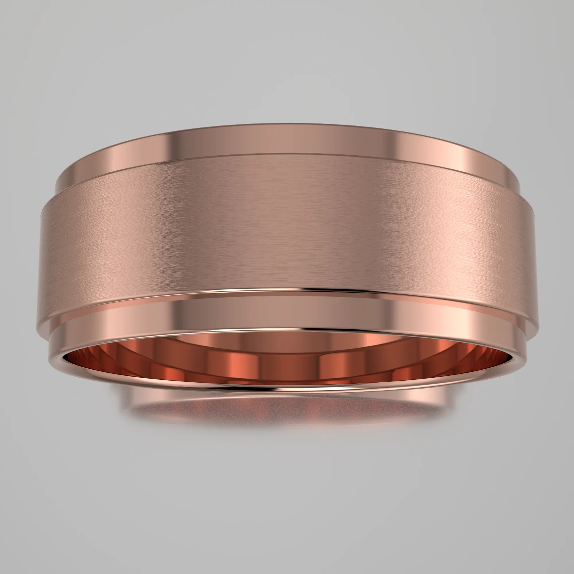 Brushed Rose Gold 7mm Step Edge Wedding Band