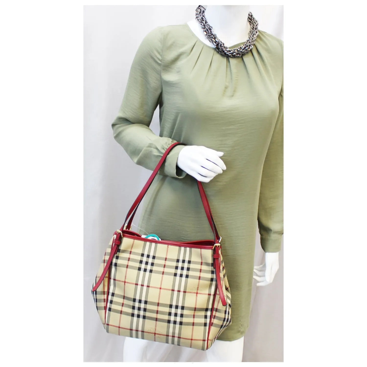 BURBERRY Haymarket Check PVC Tote Shoulder Bag