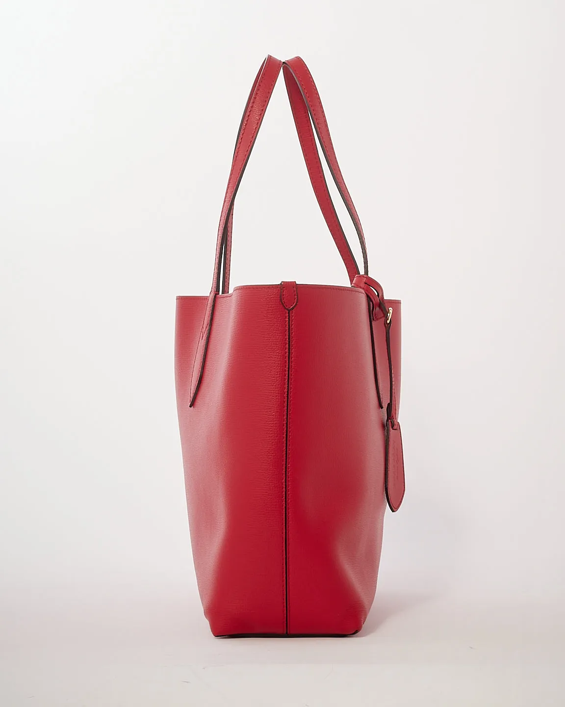 Burberry Red/Beige Haymarket Leather Reversible Tote