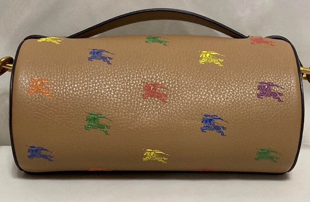BURBERRY THE EKD LEATHER BARREL BAG IN NEUTRALS/MULTI