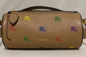 BURBERRY THE EKD LEATHER BARREL BAG IN NEUTRALS/MULTI