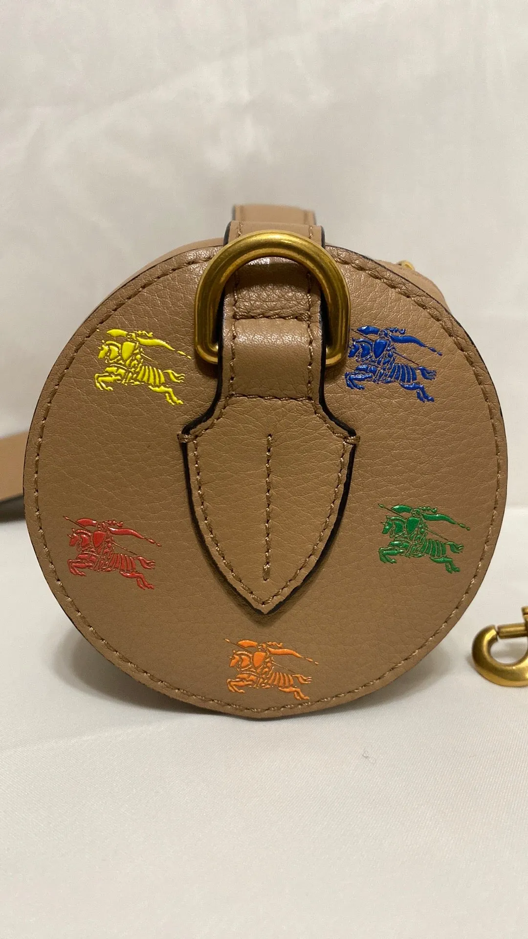 BURBERRY THE EKD LEATHER BARREL BAG IN NEUTRALS/MULTI