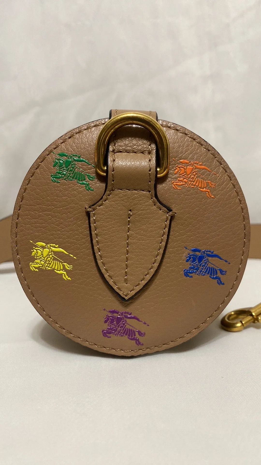 BURBERRY THE EKD LEATHER BARREL BAG IN NEUTRALS/MULTI