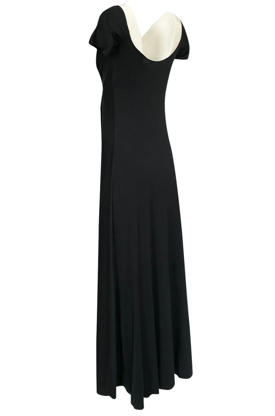 c.1971 John Kloss Deep Front Plunge Black Jersey Lingerie Dress