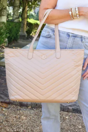 Caroline Hill - James Tote Tan V Quilted