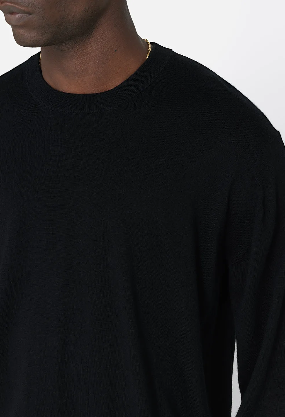 Cashmere Wool Blend Crew / Black