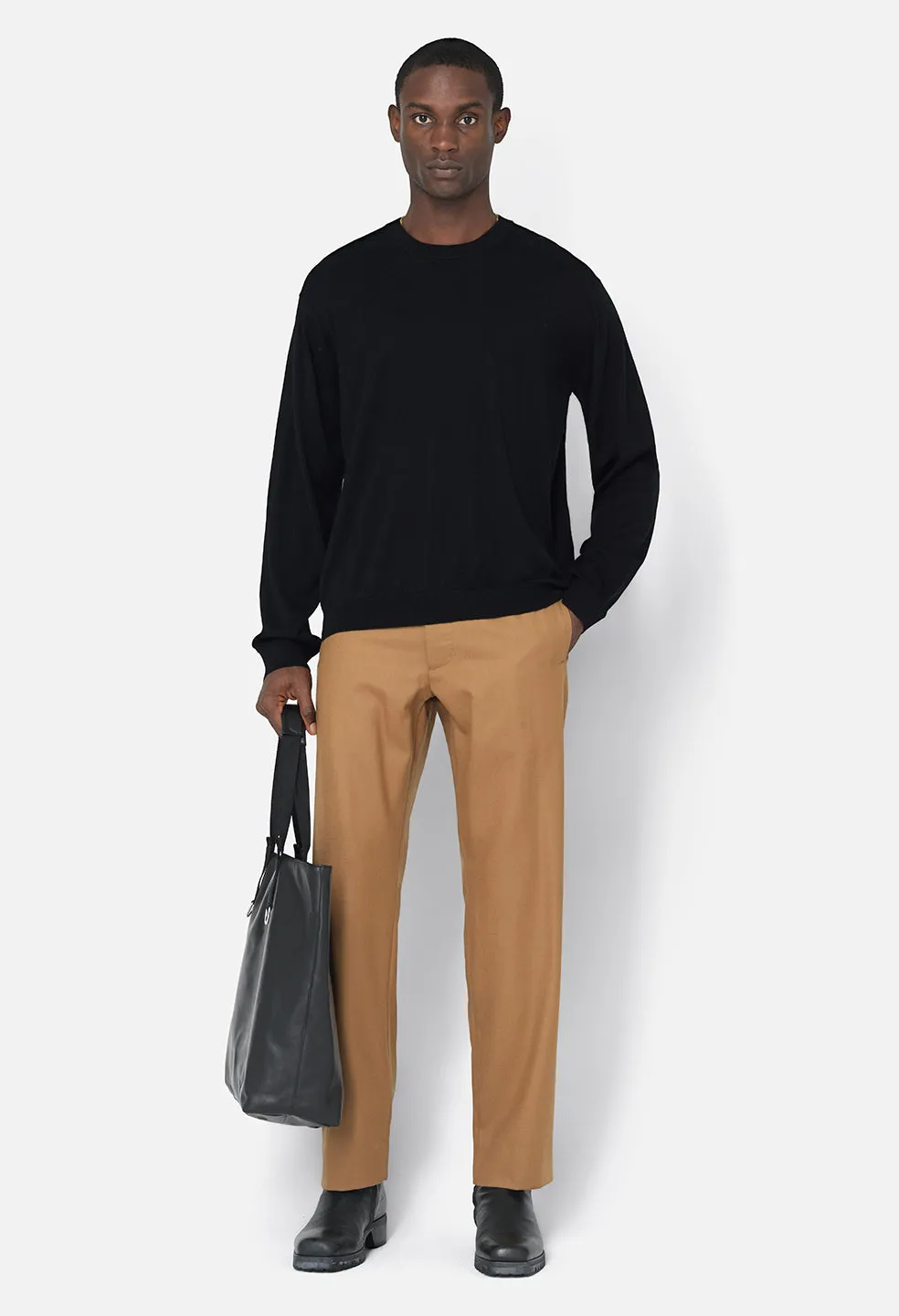 Cashmere Wool Blend Crew / Black