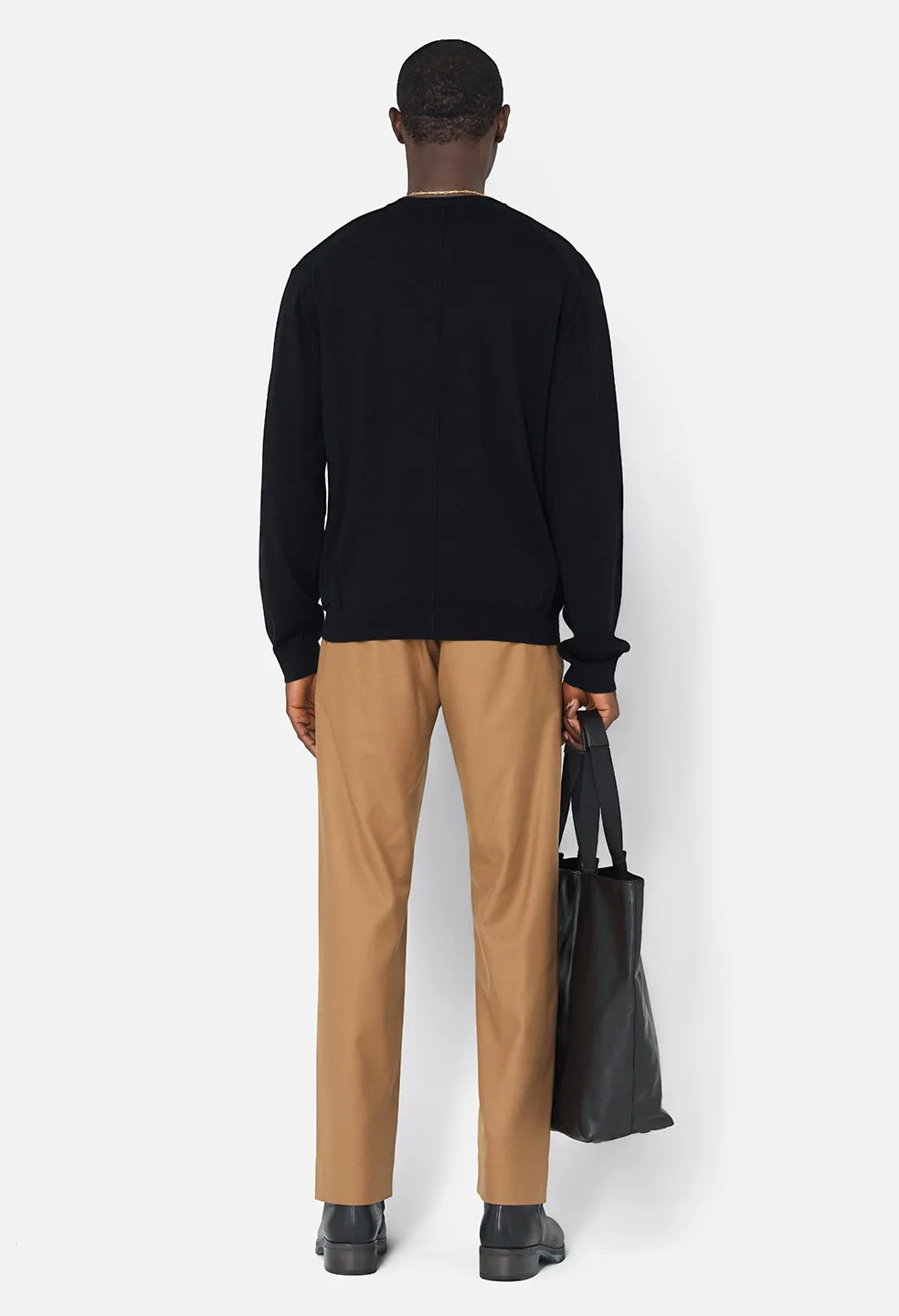 Cashmere Wool Blend Crew / Black