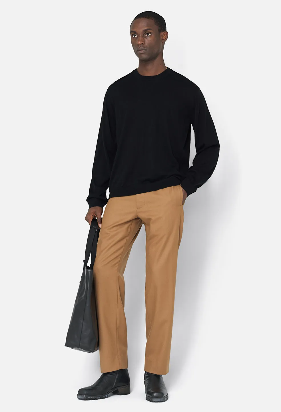 Cashmere Wool Blend Crew / Black