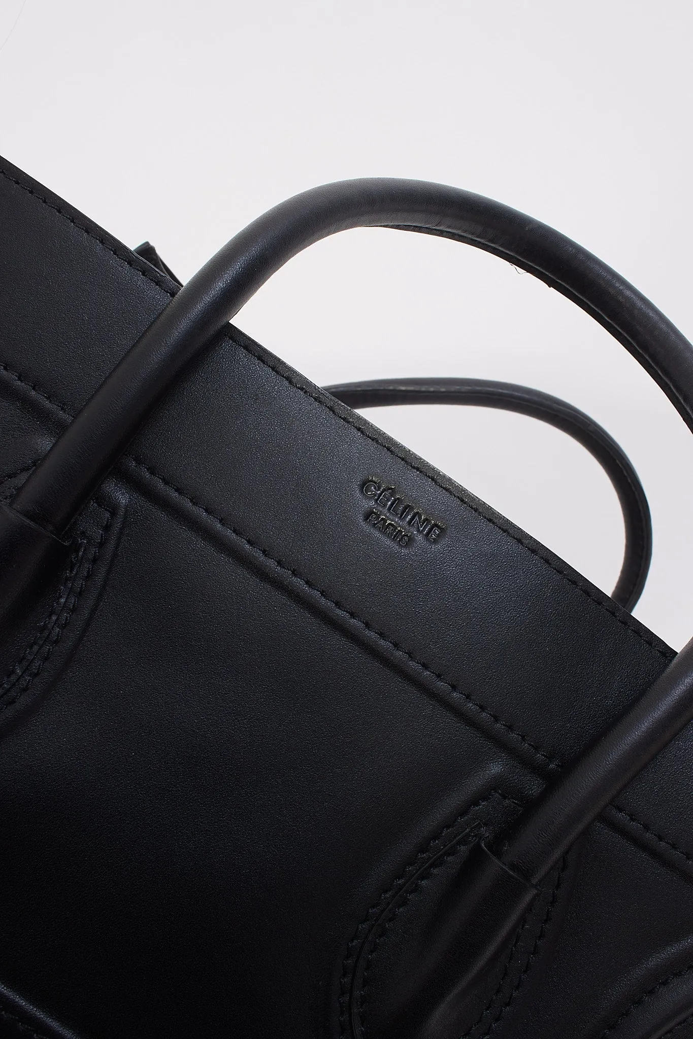Celine Black Leather Phantom Luggage Medium Tote Bag