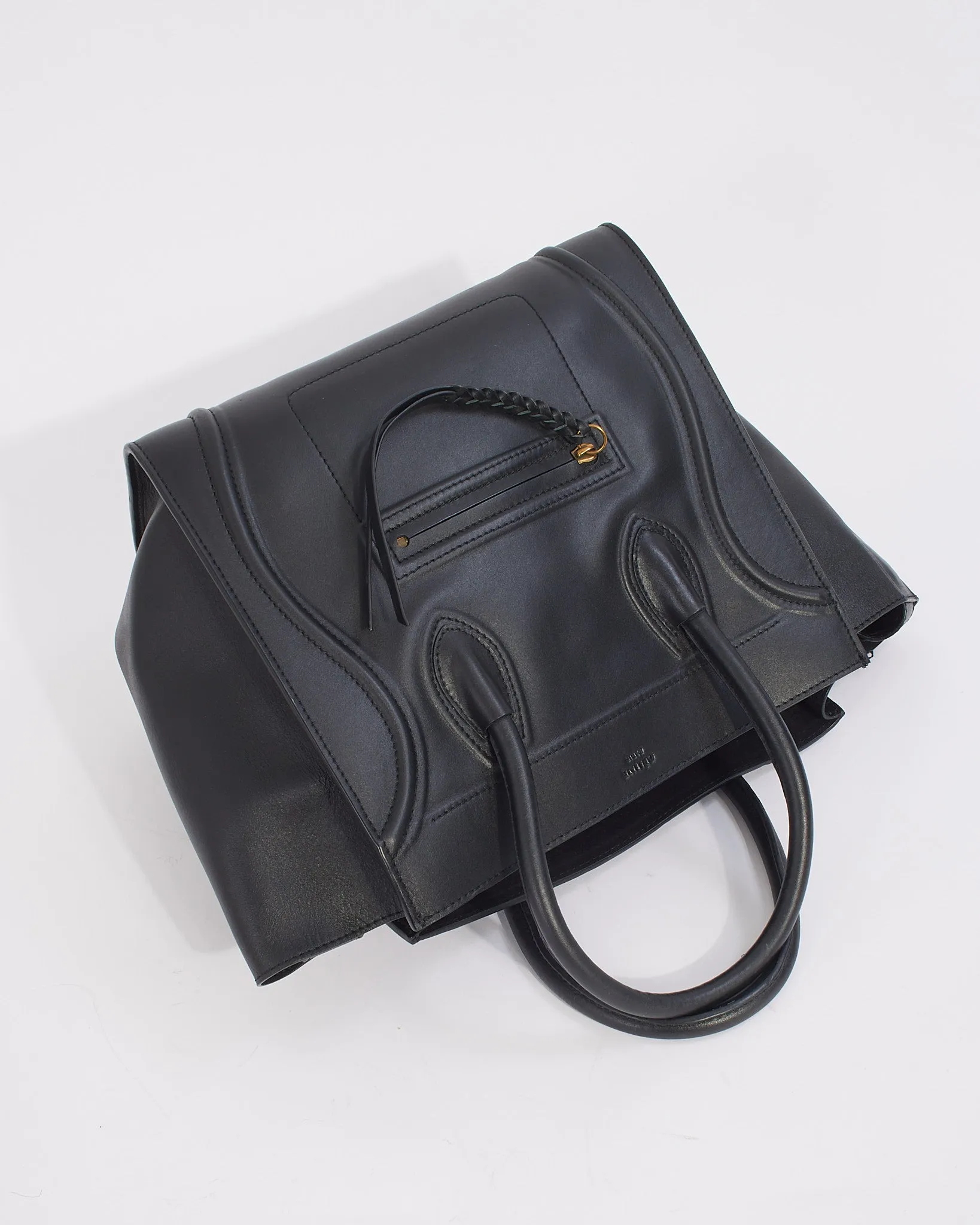 Celine Black Leather Phantom Luggage Medium Tote Bag