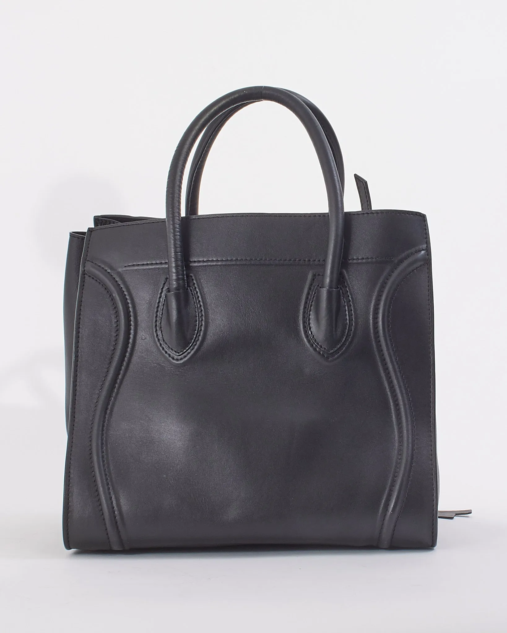 Celine Black Leather Phantom Luggage Medium Tote Bag