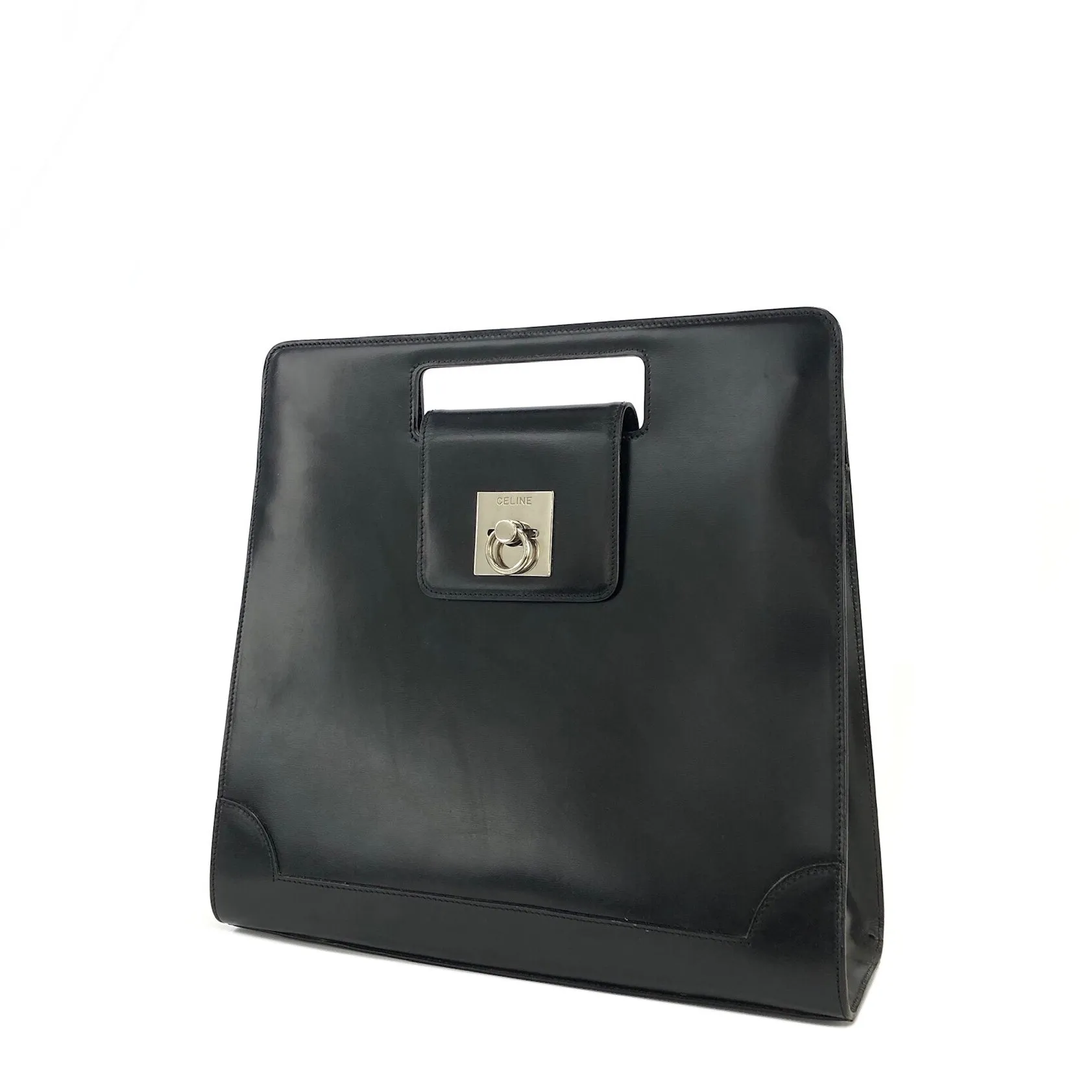 CELINE Gancini Cutout handle Handbag Black Vintage Old Celine sccjv8