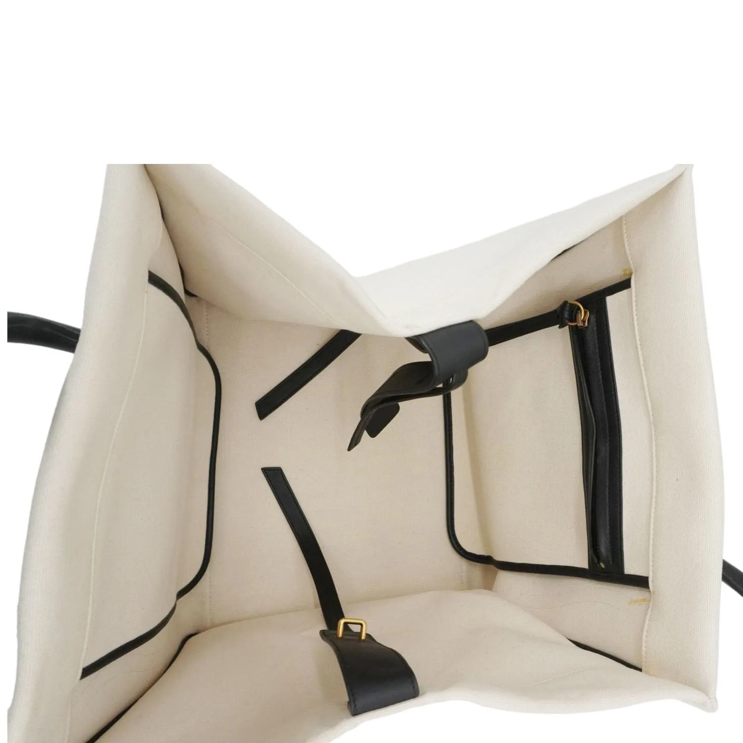 CELINE Luggage Phantom Medium Cotton Canvas Tote Bag White