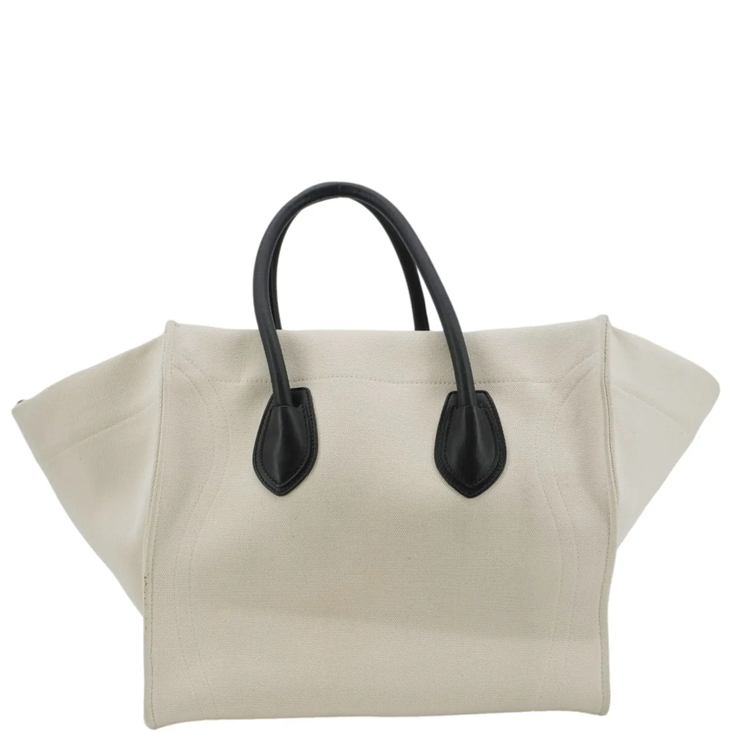 CELINE Luggage Phantom Medium Cotton Canvas Tote Bag White