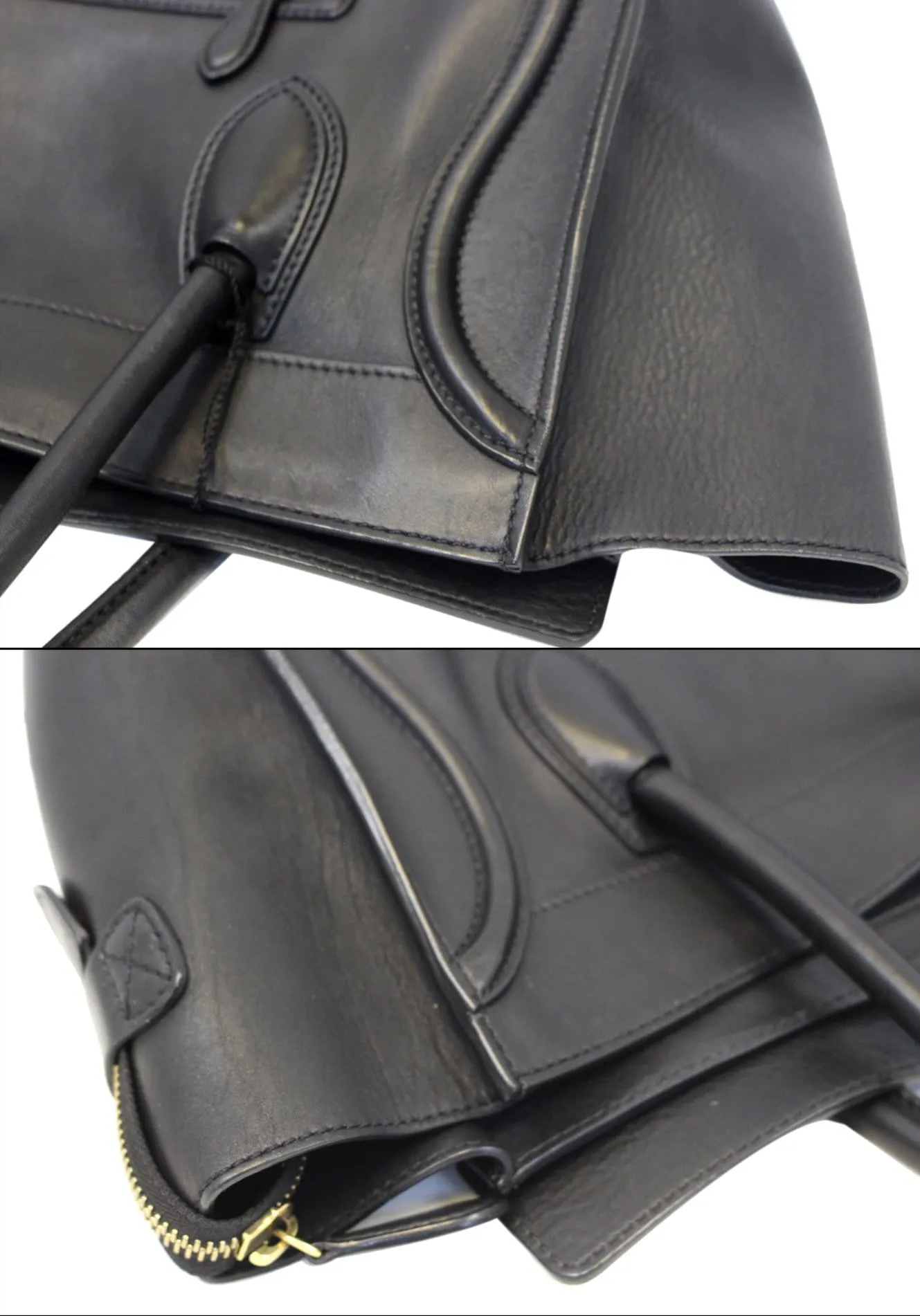 CELINE Medium Phantom Luggage Calfskin Leather Tote Bag Black