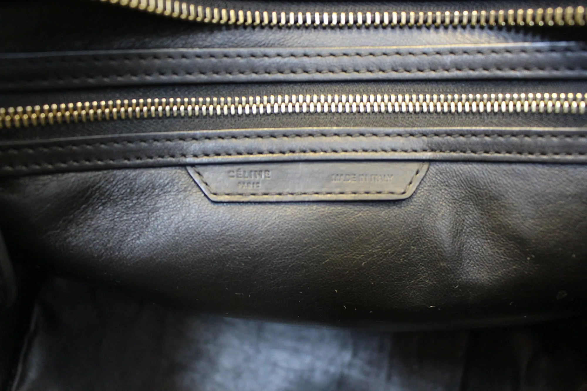 CELINE Medium Phantom Luggage Calfskin Leather Tote Bag Black