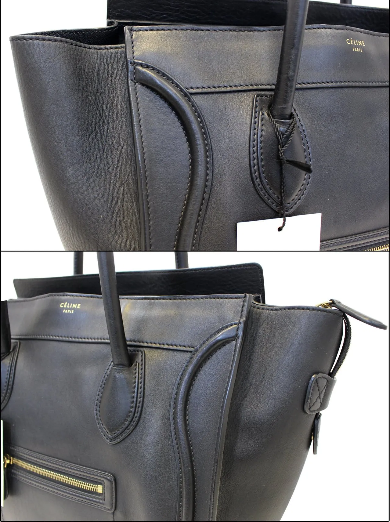 CELINE Medium Phantom Luggage Calfskin Leather Tote Bag Black