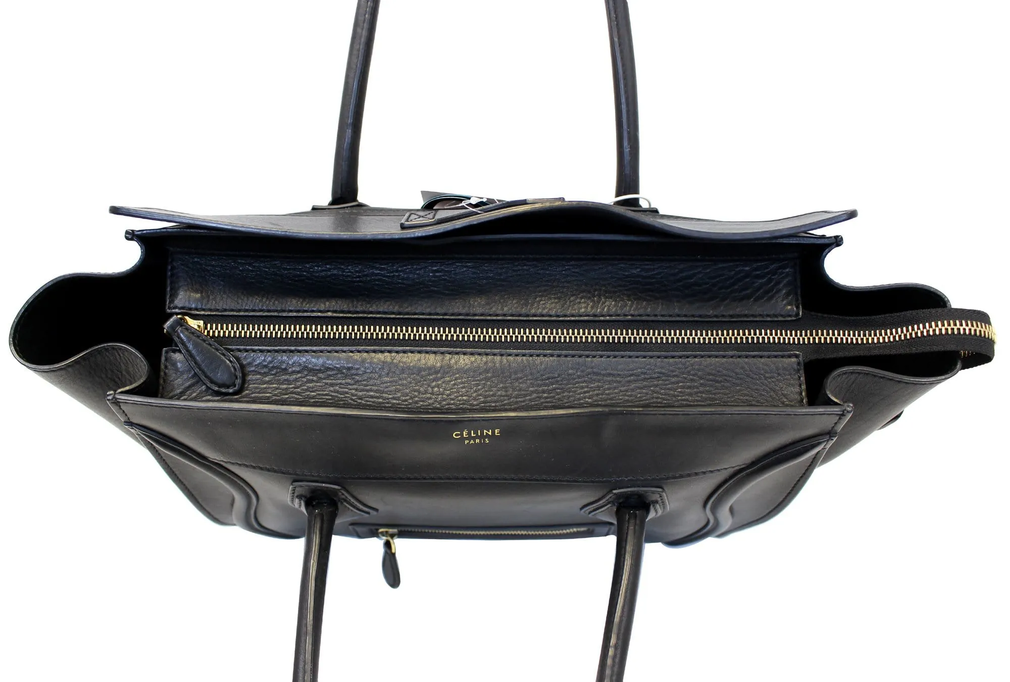 CELINE Medium Phantom Luggage Calfskin Leather Tote Bag Black