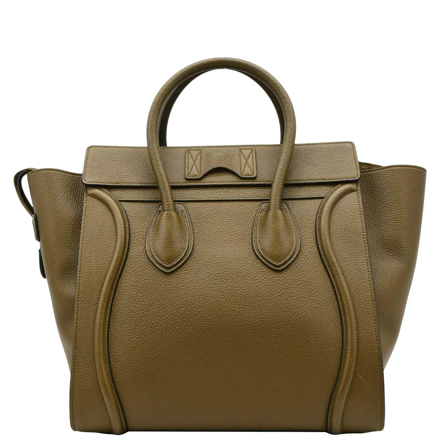 CELINE Mini Luggage Leather Tote Bag Olive