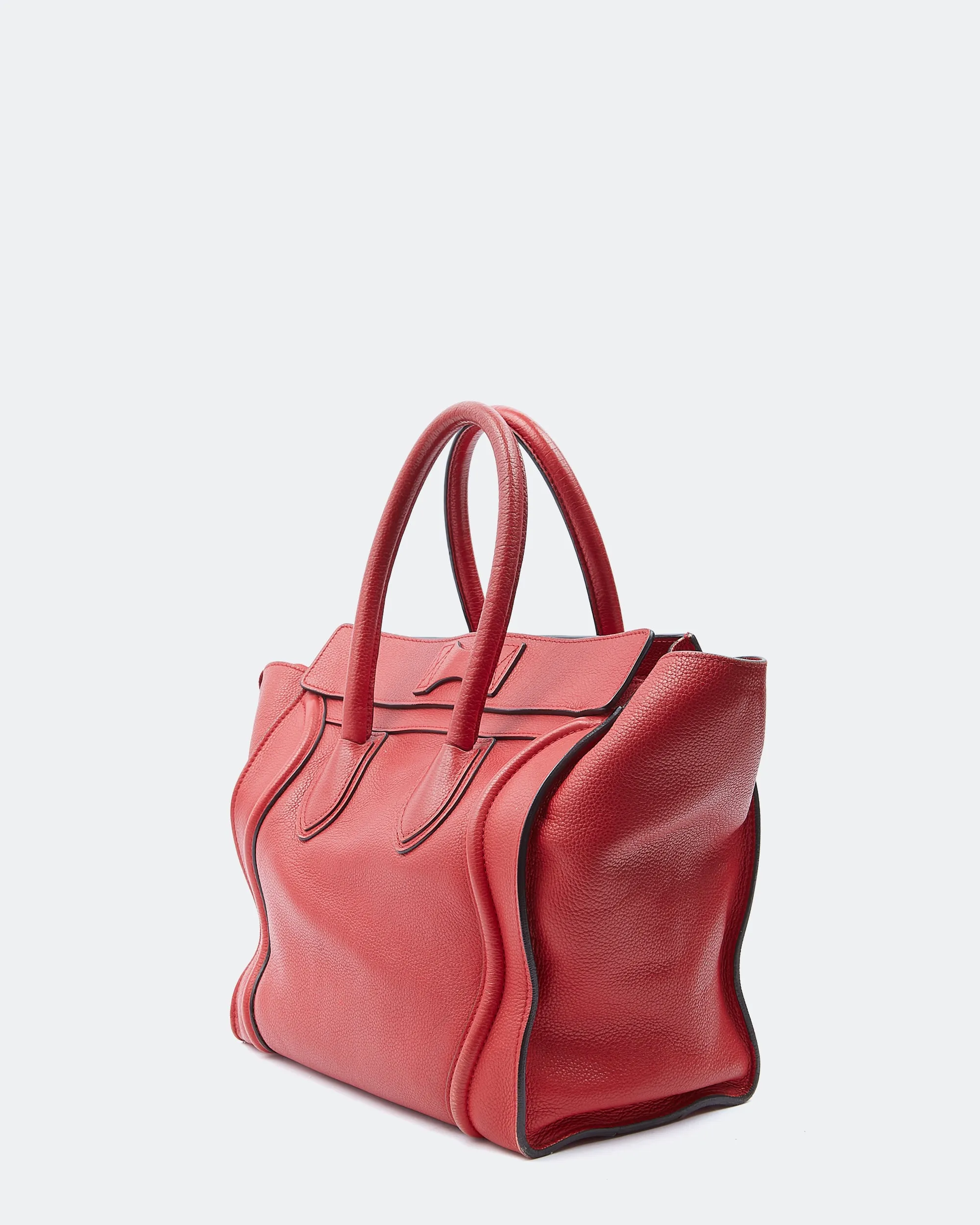 Celine Red Leather Micro Luggage Tote Bag