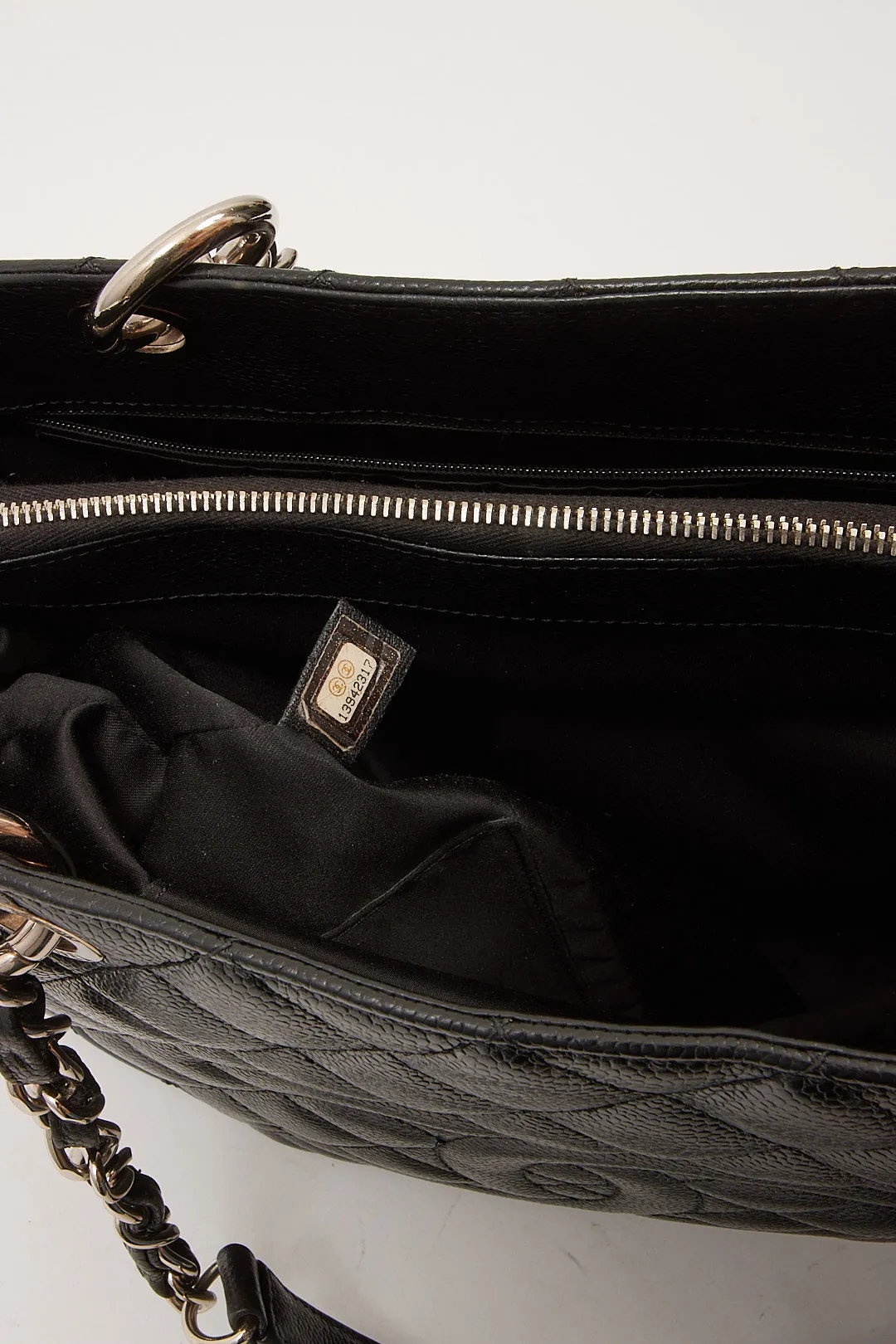 Chanel Black Caviar Leather Quilted Grand Shopping Tote Bag