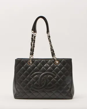 Chanel Black Caviar Leather Quilted Grand Shopping Tote Bag
