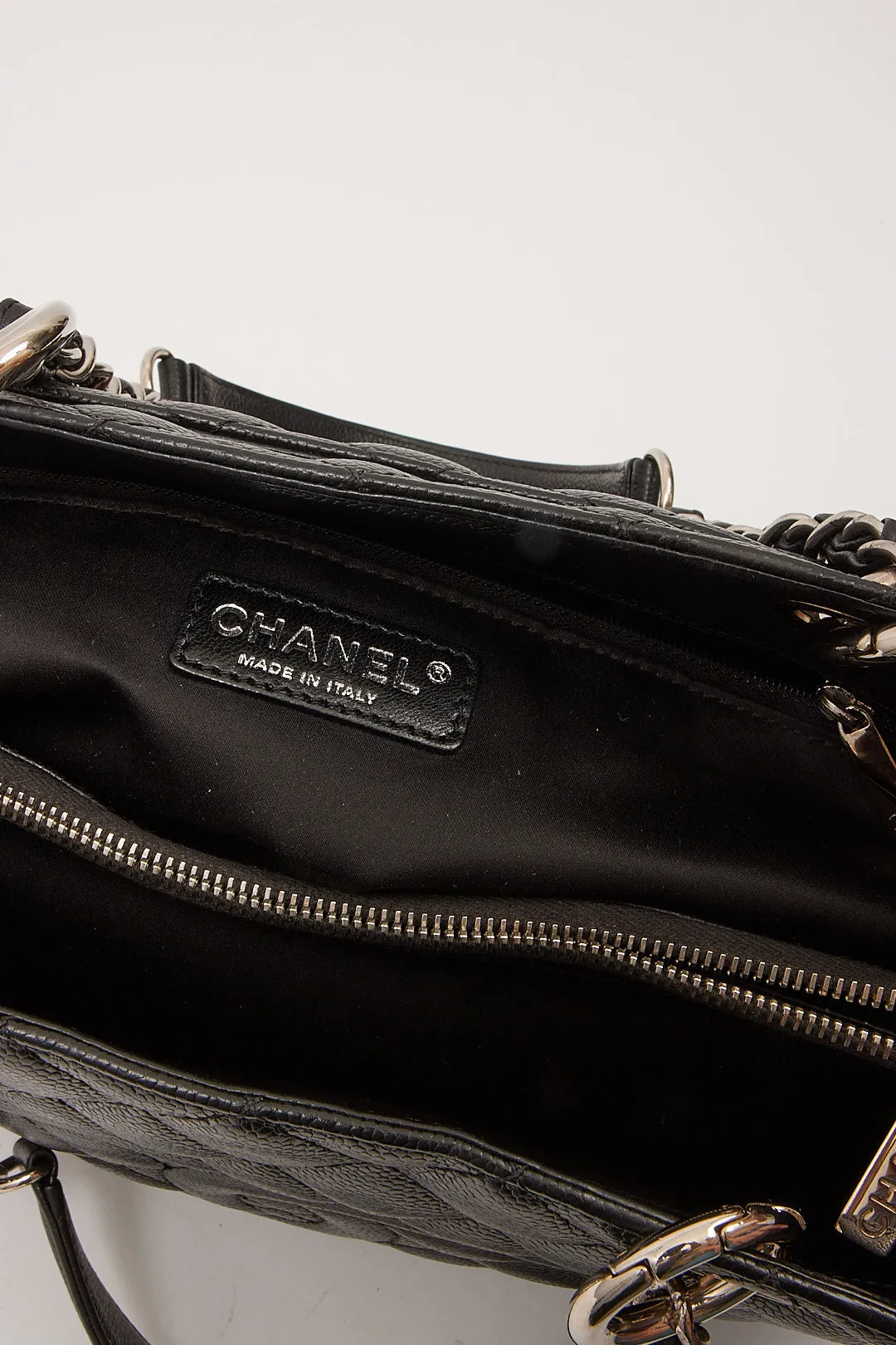 Chanel Black Caviar Leather Quilted Grand Shopping Tote Bag