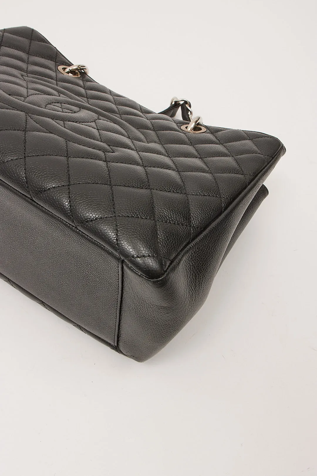 Chanel Black Caviar Leather Quilted Grand Shopping Tote Bag