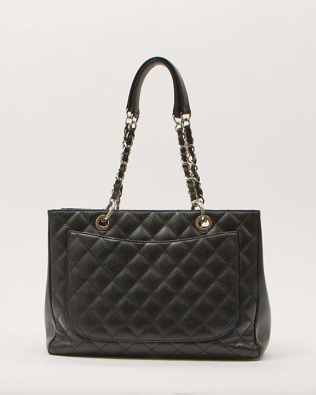 Chanel Black Caviar Leather Quilted Grand Shopping Tote Bag