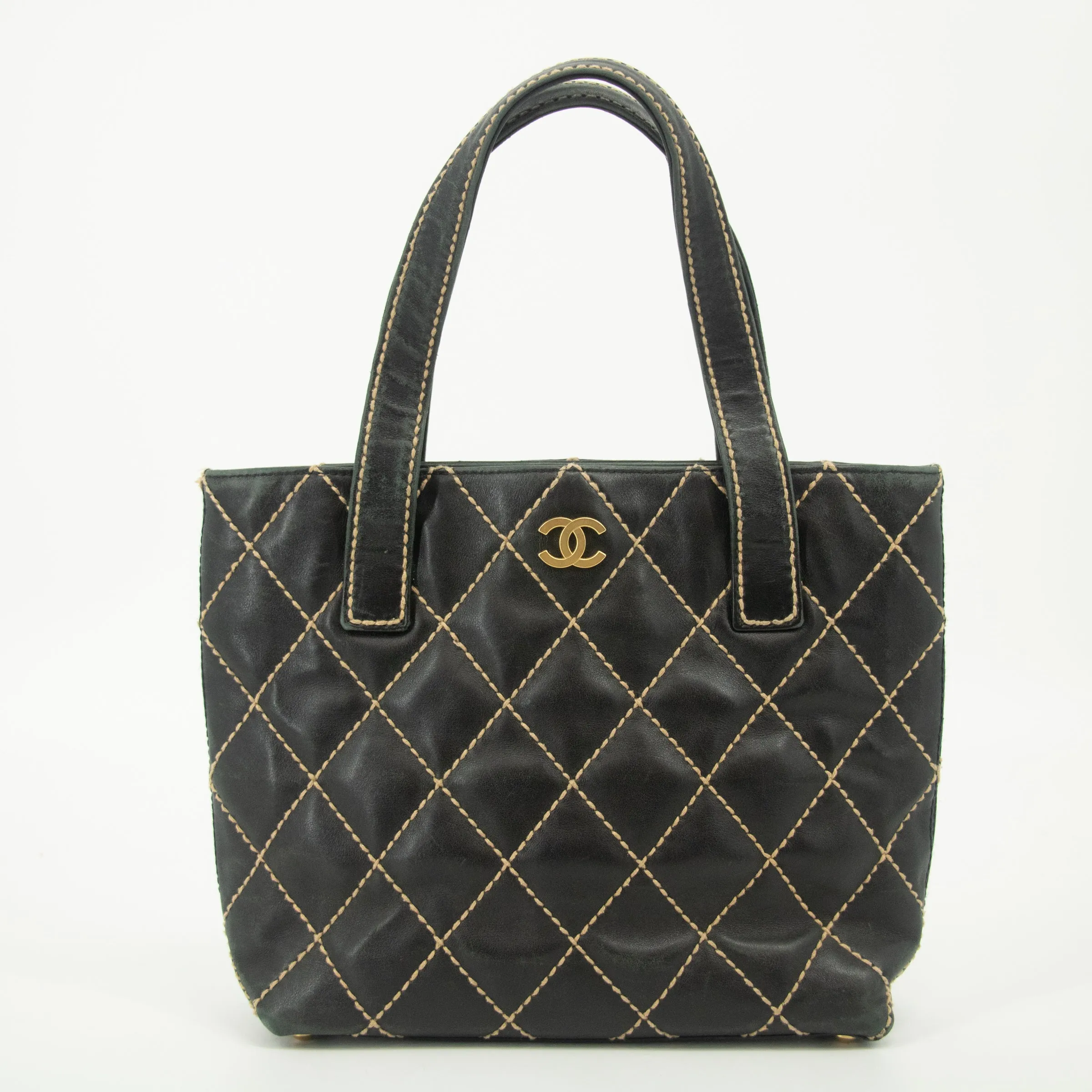 Chanel Black Wild Stitch Quilted Handbag Small #2554