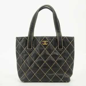 Chanel Black Wild Stitch Quilted Handbag Small #2554