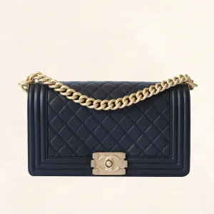 Chanel | Caviar Boy Bag with Aged Gold Hardware | Old Medium