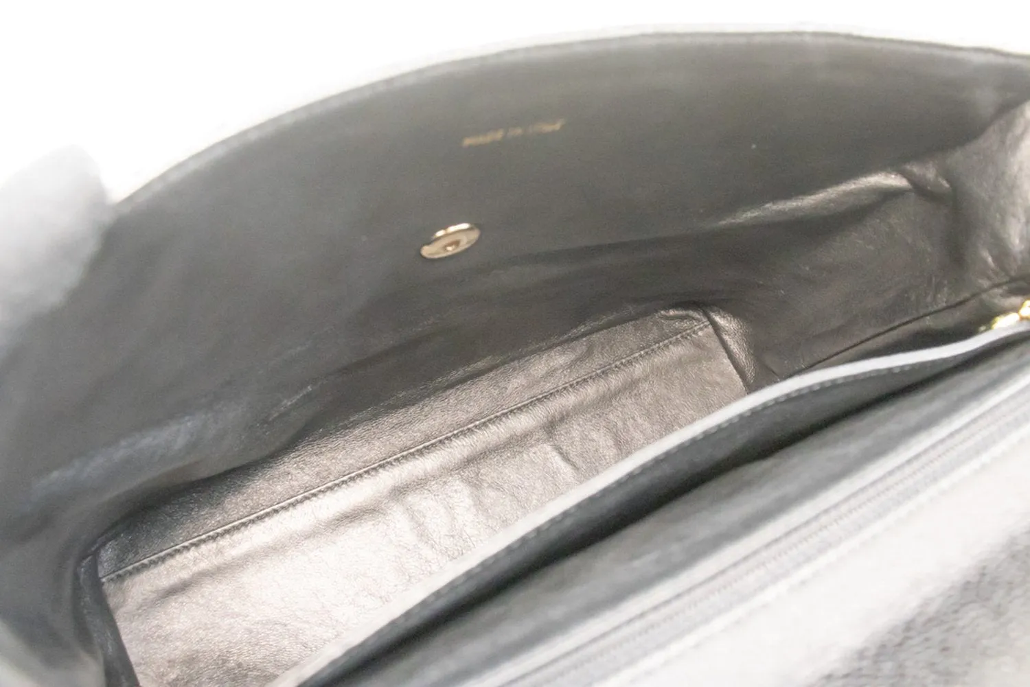 CHANEL Caviar Handbag Top Handle Bag Kelly Black Flap Leather Gold L94